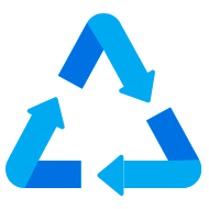 Eco print solutions icon of 3 blue arrows in a triangle formation