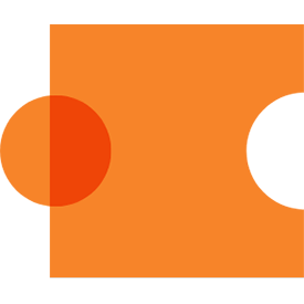 Multi channel marketing icon of a puzzle piece in orange