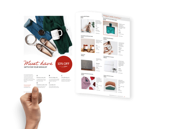 A4 4 Page retail direct mail example with products, personalisation & offers being held