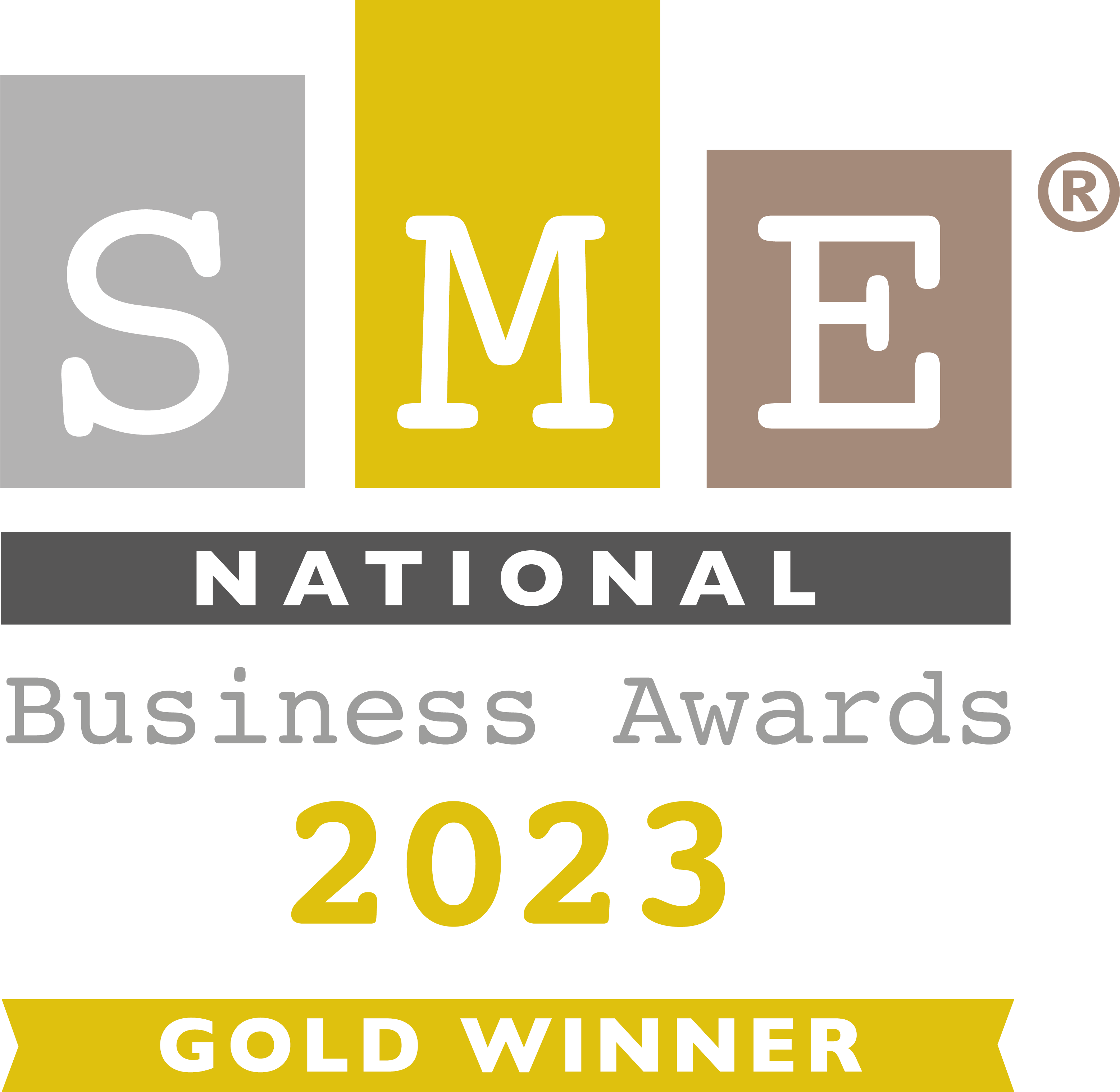 SME national business awards 2023 - gold winner for Business of the Year - Less than 50 Employees