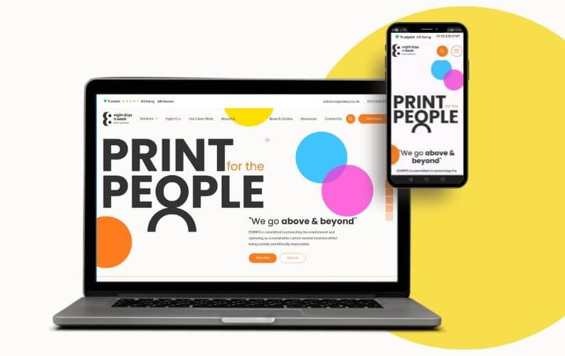 new website launched 2023 showcasing EDWPS  & Eight Plus Print and marketing services